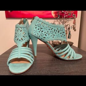 Pour La Victoire sea foam open toe heeled sandal